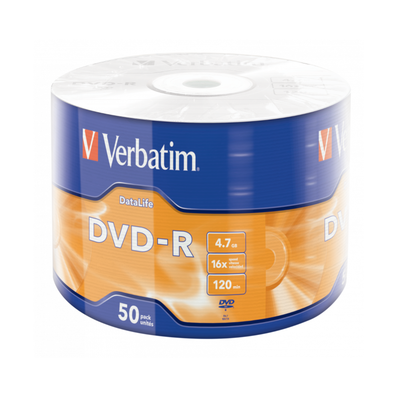 Оптичні диски Verbatim DVD-R 4.7Gb 16X Matt Silver 50 Pack Wrap Spindle (43791)